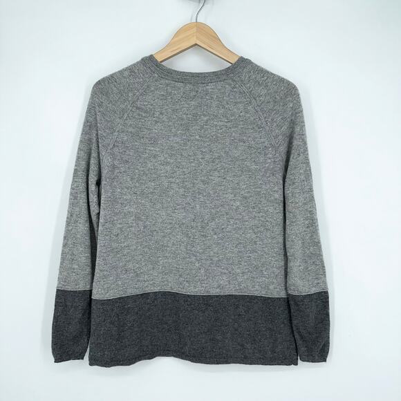 VINCE 100% Cashmere Color Block Crew Neck Sweater Long Sleeve Oversized Gray - Picture 7 of 12